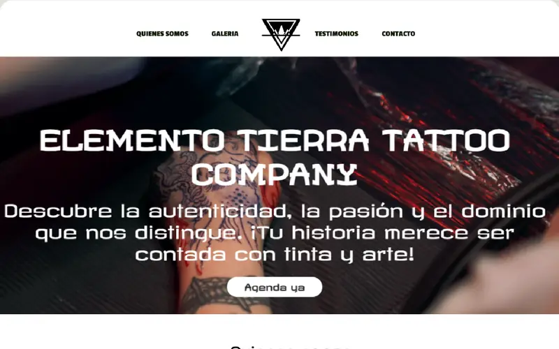 Landing page de Elemento Tierra Tattoo Company