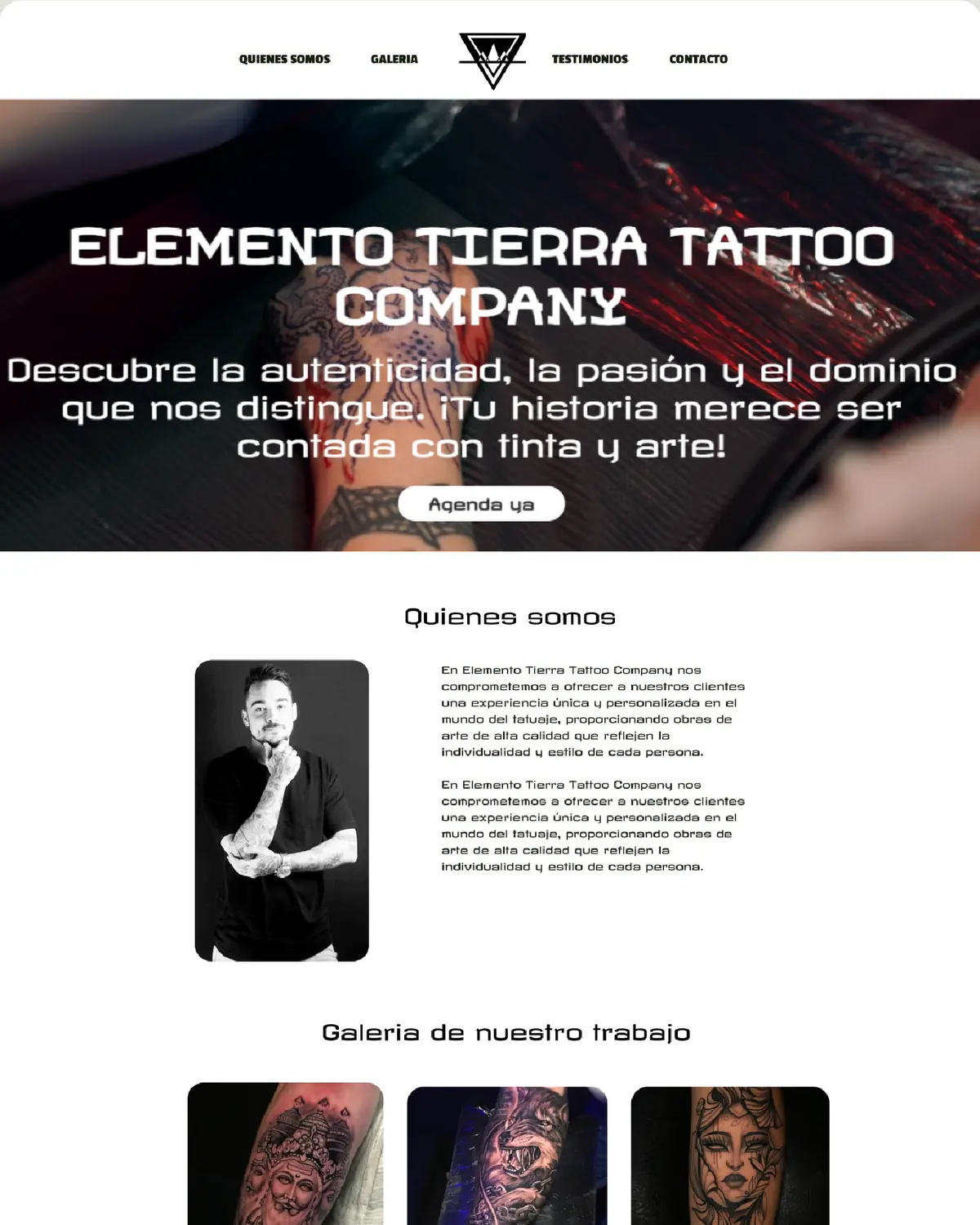 Diseño web de Elemento Tierra en escritorio