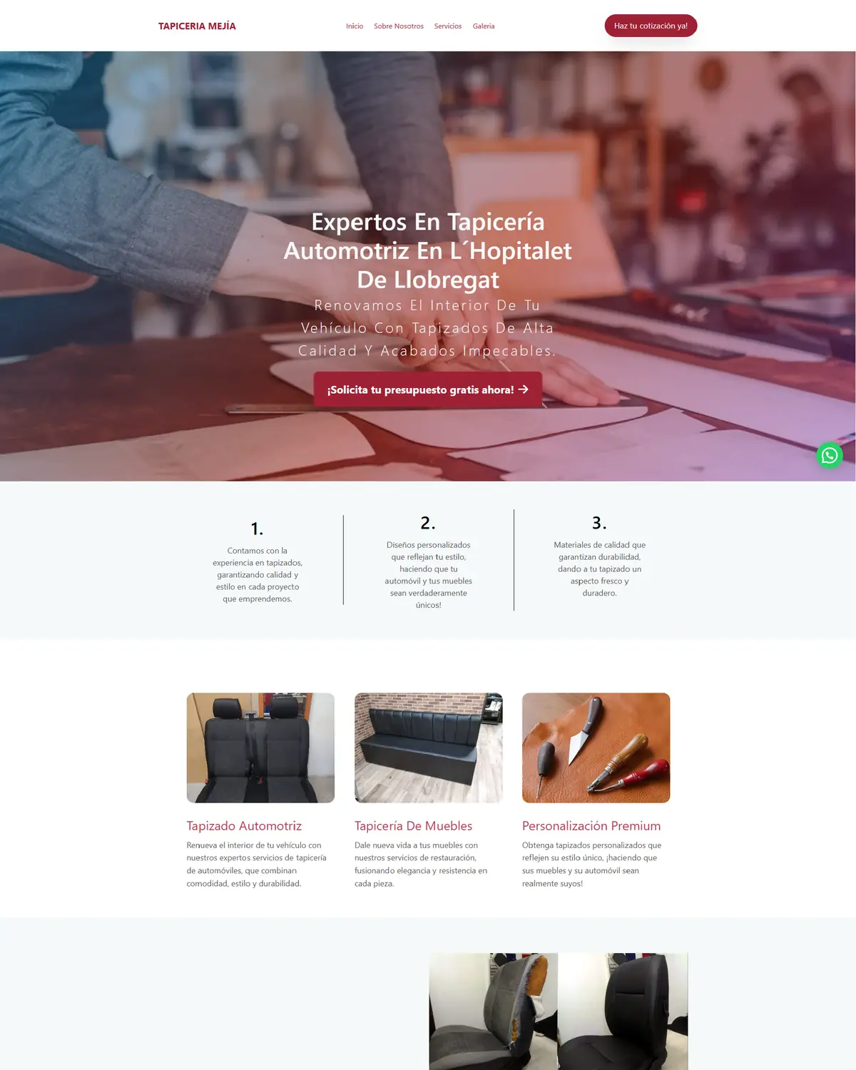 Diseño web de Tapicería Mejía en escritorio